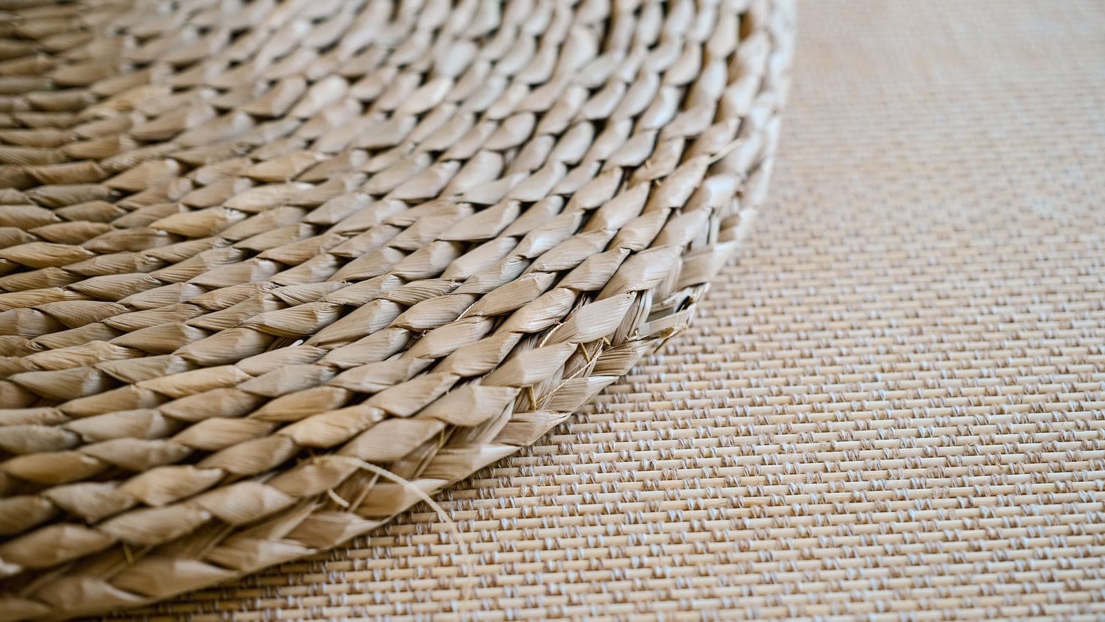 Close-up of a woven mat surface showing its texture